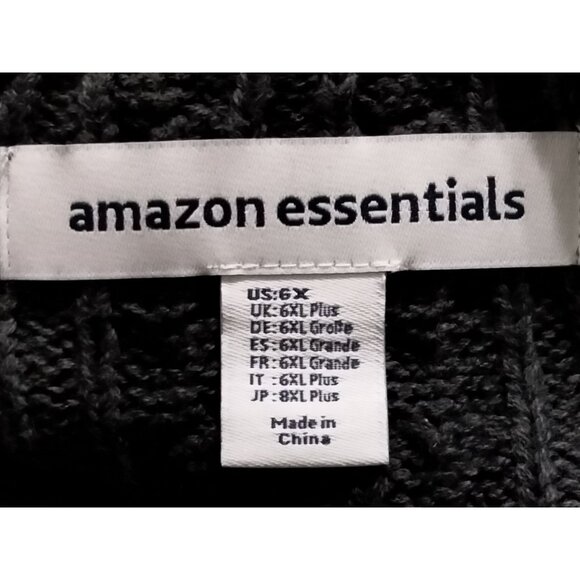 Amazon Essentials Plus Size 6X Sweater Fisherman Cable Knit Charcoal Gray - Picture 8 of 8